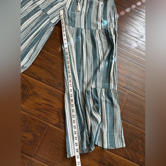 Angie Teal Striped Tiered Wide Leg Pants - Picture 11 of 11